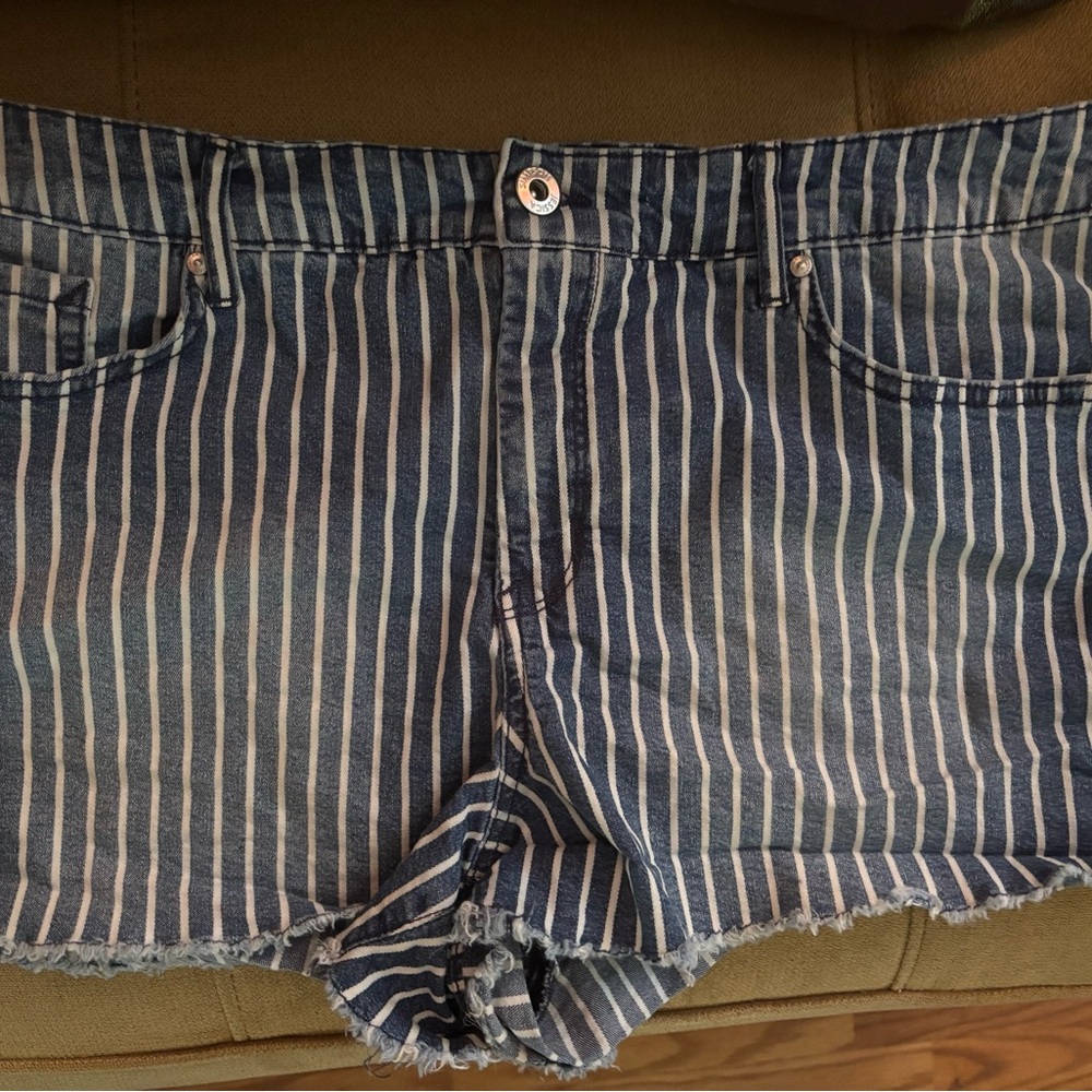 Jessica Simpson Blue Striped Jean Shorts